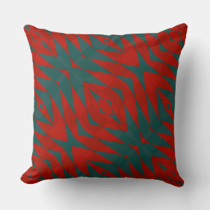 Red and Teal Geometric Cushion