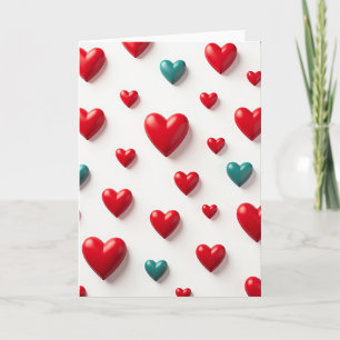 Red And Teal Hearts Card