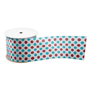 Red and Teal Polka Dot 3 inch Ribbon Satin Ribbon