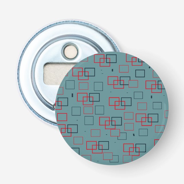 Red and Teal Squared Delight Bottle Opener (Front)