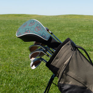 Red and Teal Squared Delight  Golf Head Cover