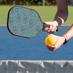 Red and Teal Squared Delight Pickleball Paddle