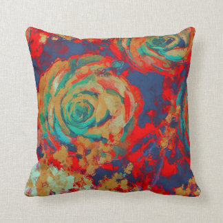 Red And Teal Vintage Floral Cushion