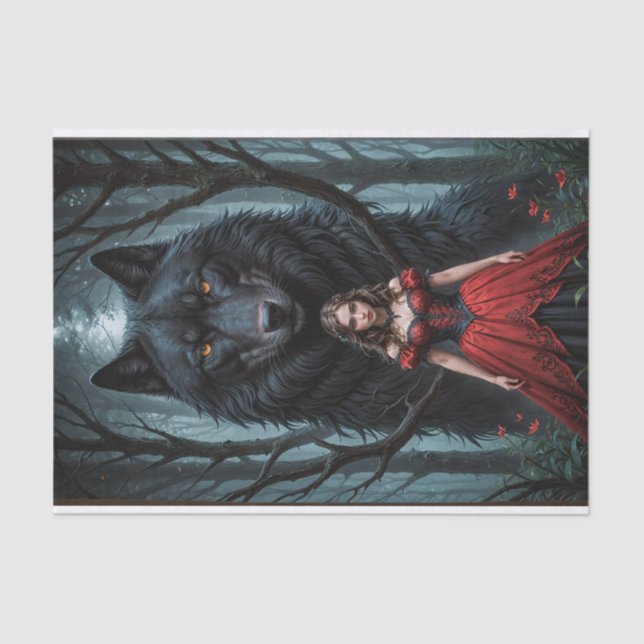Red and the Black Wolf Tissue Paper (Front)