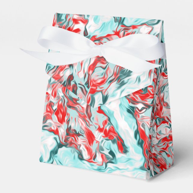 Red and Turquoise Abstract     Favour Box (Front Side)
