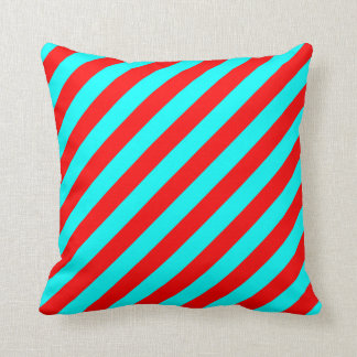 Red and Turquoise Stripes Pattern Pillow