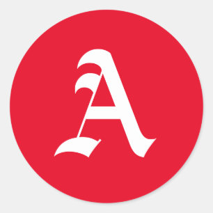Red and White "A" Classic Round Sticker