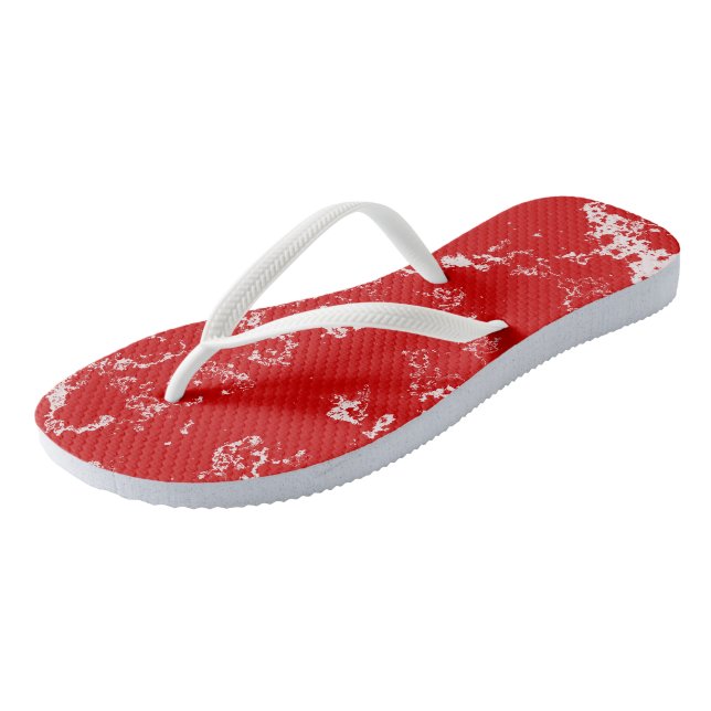 red and white Abstract Flip Flops (Angled)