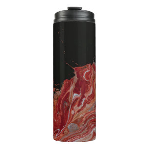 Red and white abstract painting thermal tumbler