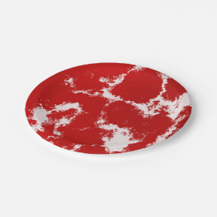 Red and White Abstract Paper Plate
