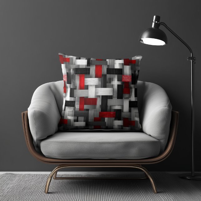 Red and White Abstract Pattern Cushion (Creator Uploaded)