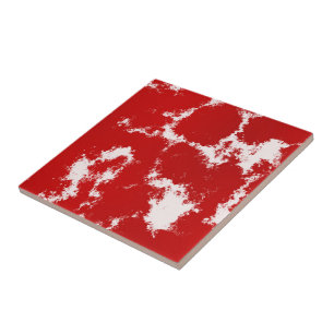 Red and White Abstract Tile