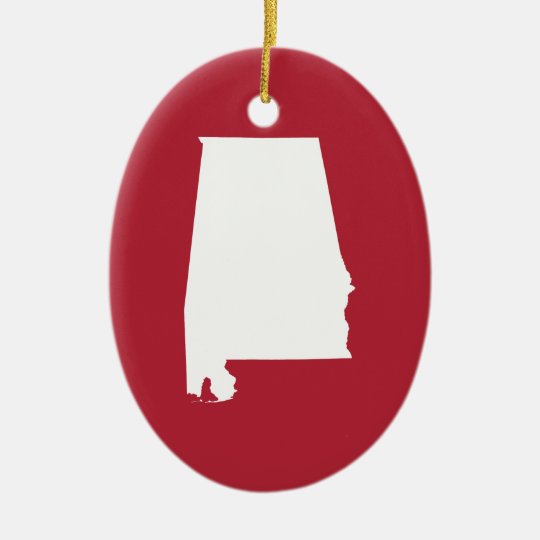 Red and White Alabama Christmas Ornament