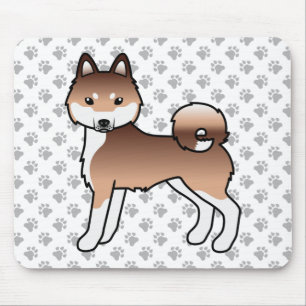 Red And White Alaskan Klee Kai Cute Cartoon Dog Mouse Mat