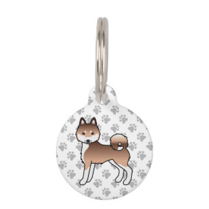 Red And White Alaskan Klee Kai Cute Cartoon Dog Pet Tag