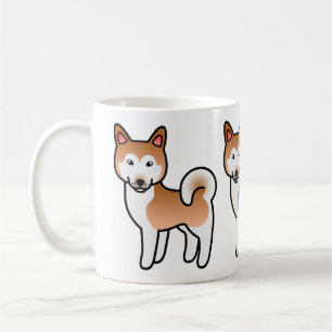 Red And White Alaskan Malamute Dog Illustration Coffee Mug
