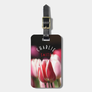 Red and White (and Pink) Tulips Luggage Tag