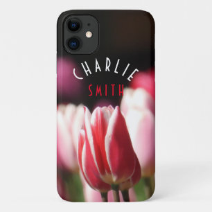 Red and White (and Pink) Tulips *Personalise* iPhone 11 Case