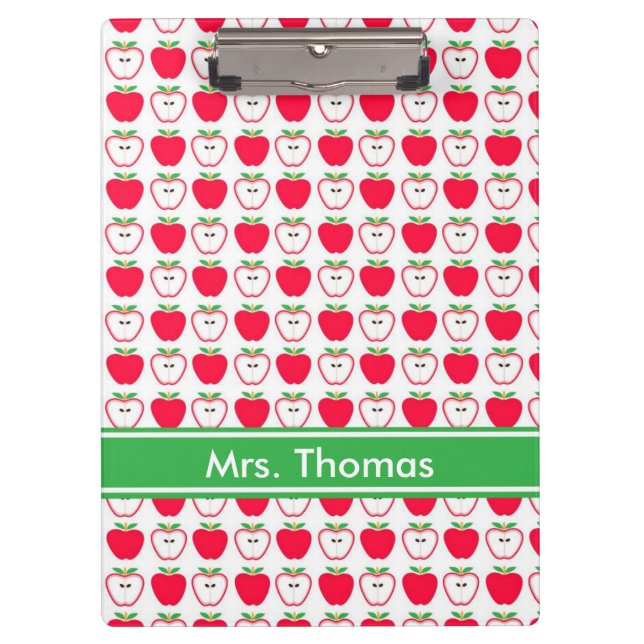 Red and White Apple Personalised Clipboard (Front)
