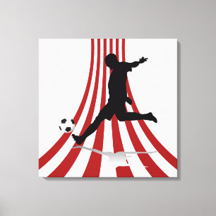 Red and White arcs Soccer player design Canvas Print