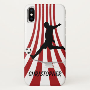 Red and White arcs Soccer player design iPhone X Case