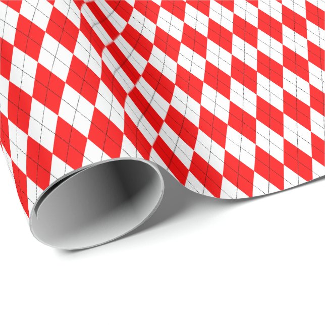 Red and White Argyle Wrapping Paper (Roll Corner)