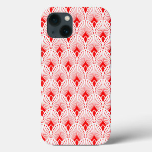 Red and white Art Deco pattern iPhone 13 Case