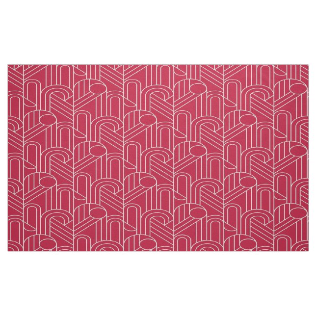 Red and white Art Deco Patterned Fabric (Fat Quarter)