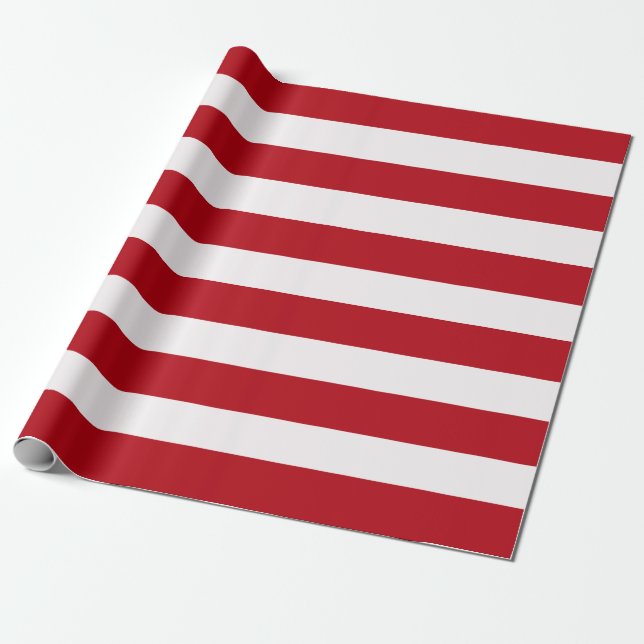 Red and White Awning Stripes Wrapping Paper (Unrolled)