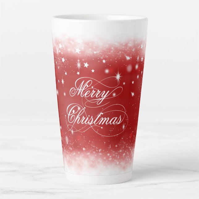 Red And White Background Latte Mug (Front)