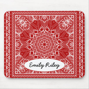red and white bandanna design mouse mat