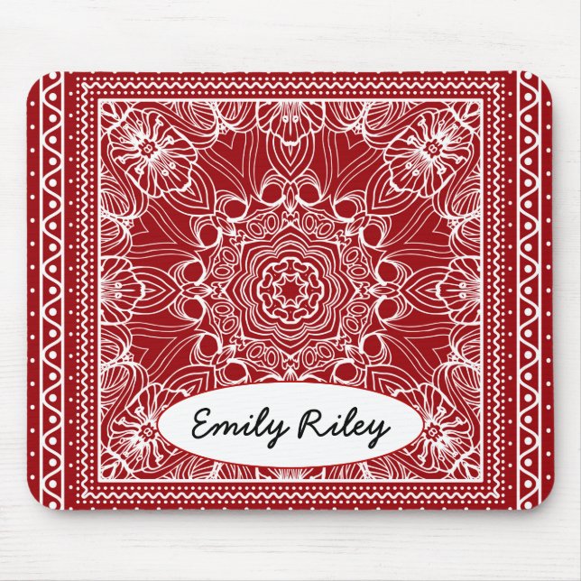 red and white bandanna design mouse mat (Front)