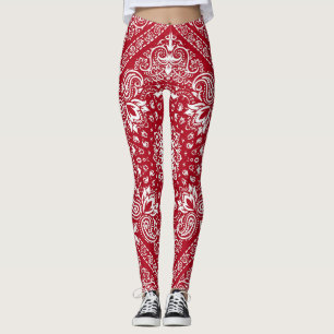 Red and White Bandanna Print Leggings