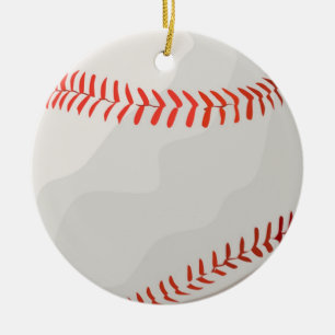 Red and white baseball ball ceramic tree decoration