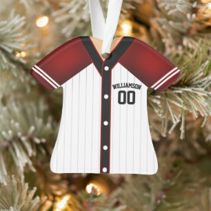 Red and White Baseball Jersey Ornament