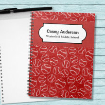 Red and White Baseball Personalized Notebook