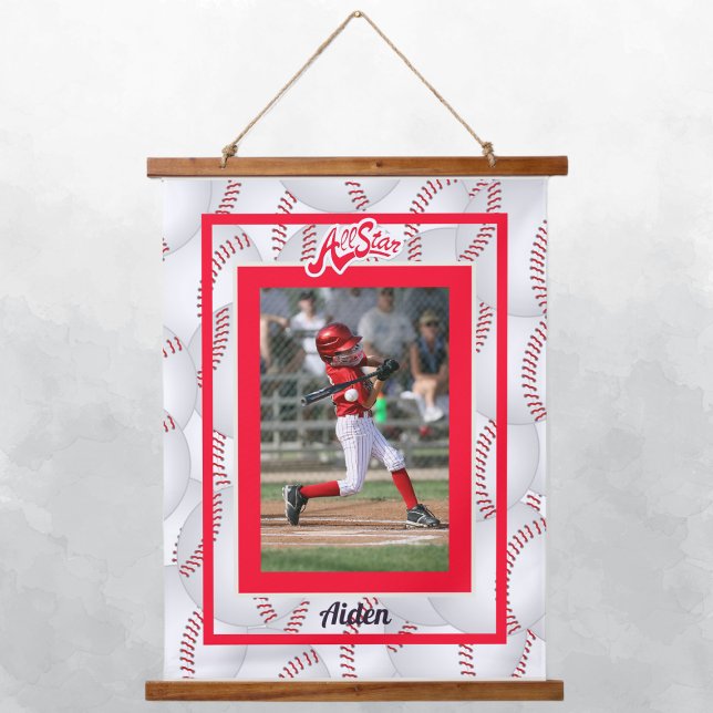Red and White Baseball Photo  Hanging Tapestry (Creator Uploaded)