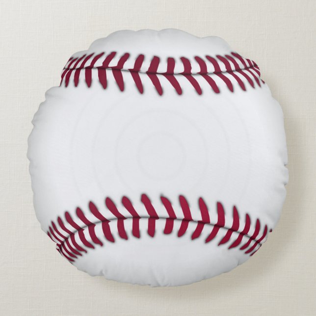 Red and White Baseball Pillow (Front)
