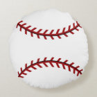 Red and White Baseball Sport Team Round Pillow