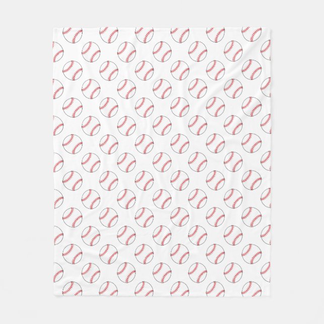Red and White Baseballs | Any Background Colour  Fleece Blanket (Front)