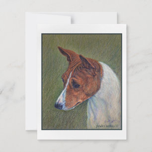 Red and White Basenji Art Card