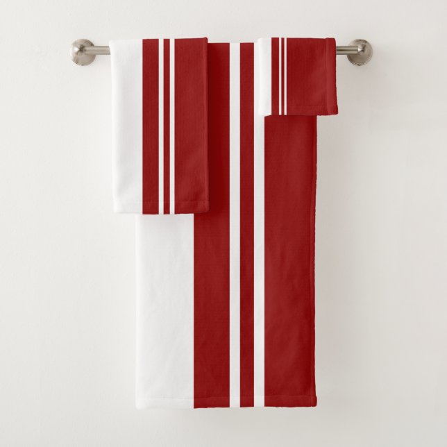 Red and White Bath Towel Set (Insitu)