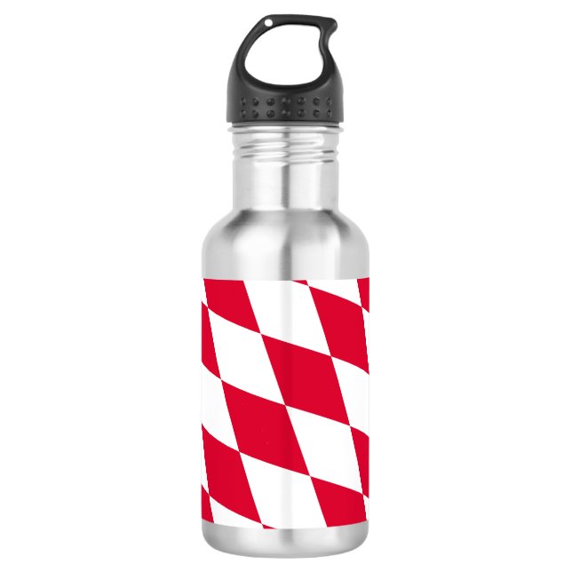 Red and White Bavaria Diamond Flag Pattern 532 Ml Water Bottle (Front)