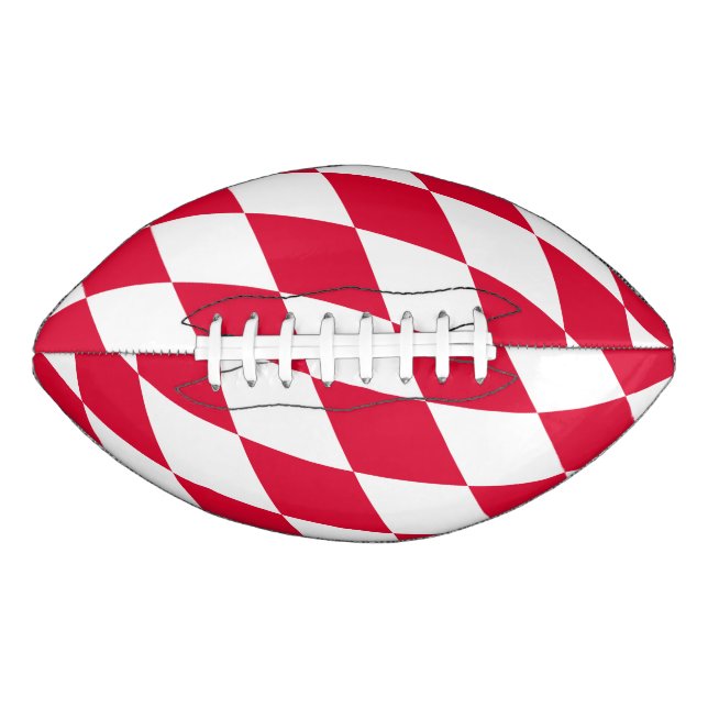 Red and White Bavaria Diamond Flag Pattern American Football (Front)
