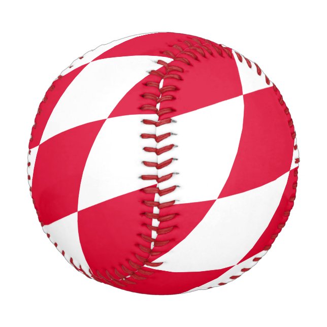 Red and White Bavaria Diamond Flag Pattern Baseball (Angled)