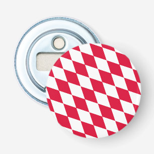 Red and White Bavaria Diamond Flag Pattern Bottle Opener