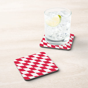 Red and White Bavaria Diamond Flag Pattern Coaster