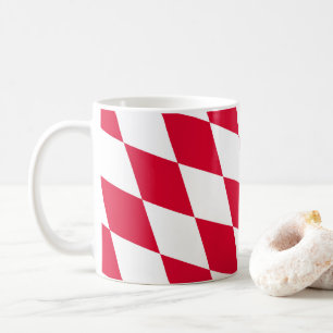Red and White Bavaria Diamond Flag Pattern Coffee Mug