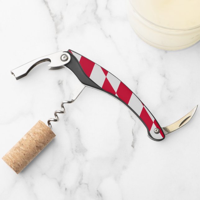Red and White Bavaria Diamond Flag Pattern Corkscrew (Front)