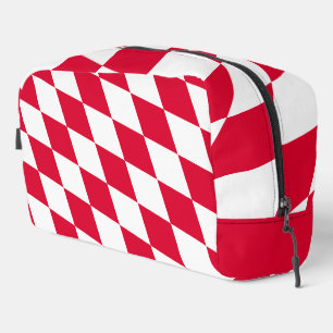 Red and White Bavaria Diamond Flag Pattern Dopp Kit